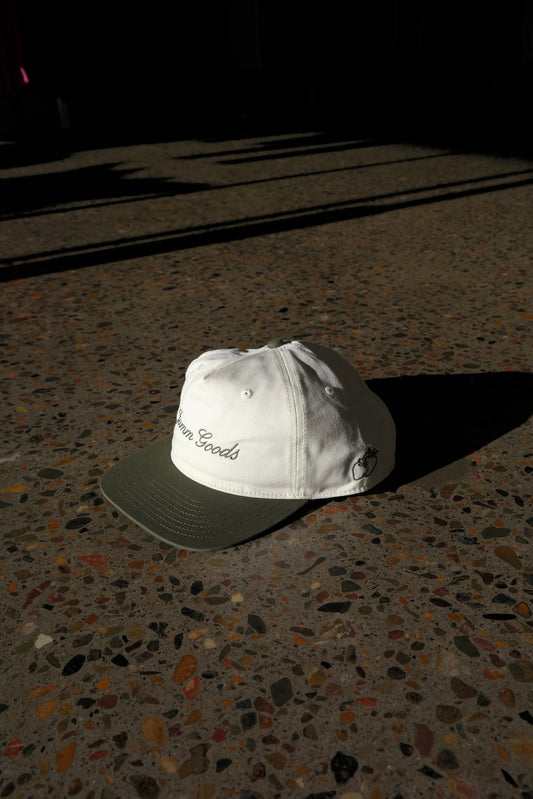 Green and White Script Cap
