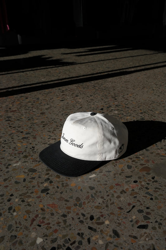 Black and White Script Cap